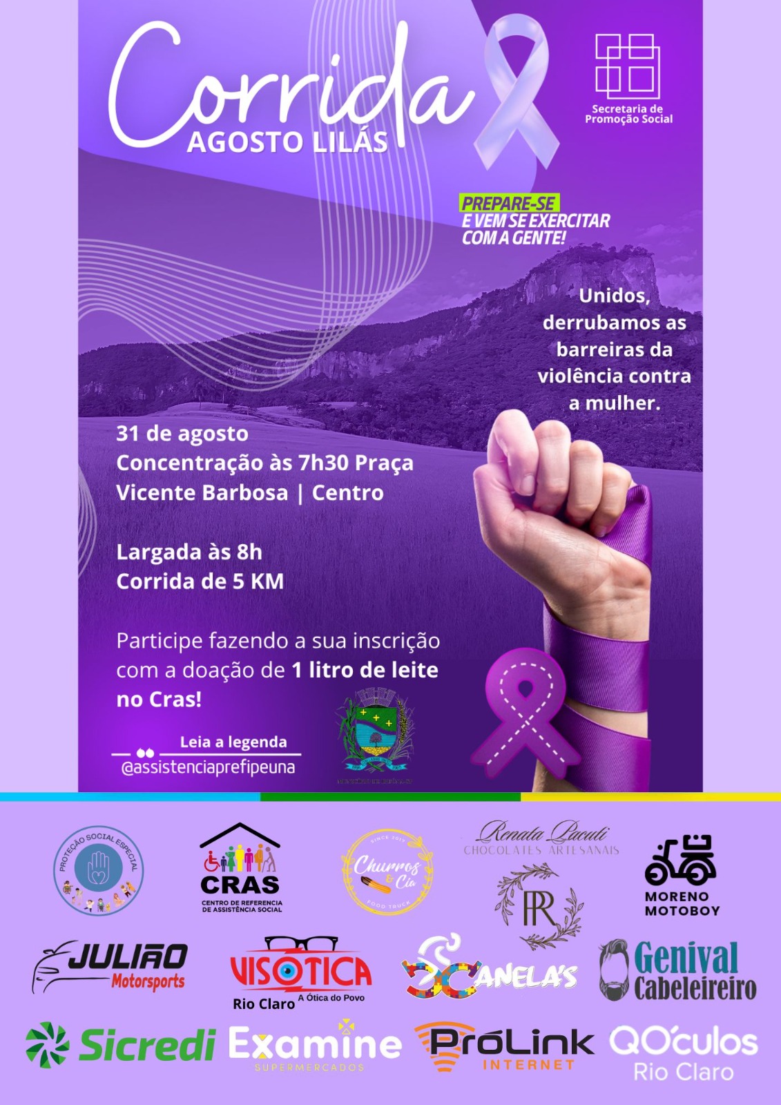 Ipeúna realiza Corrida Agosto Lilás
